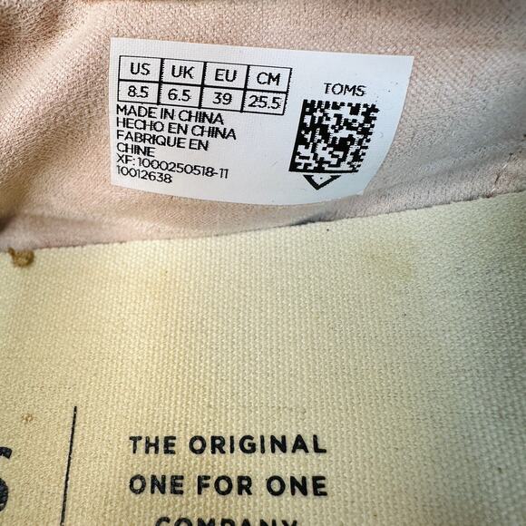 Toms Alpargata Rope Espadrilles Loafer WMNS 8.5 Blue Striped Floral Embroidered - Picture 10 of 11